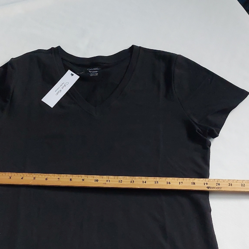 Calvin Klein Performance Womens Black V-Neck Tee Size XL - Picture 4 of 7